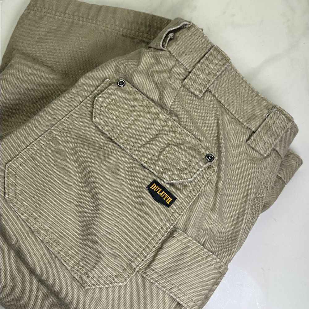 Duluth Trading Company Fire Hose Relaxed Fit Cargo Pants, Heavy Cotton Khaki